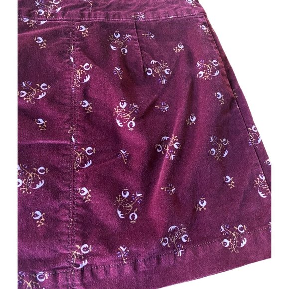 Free People Velvet Mini Skirt Maroon Floral Size 8 - Picture 7 of 7